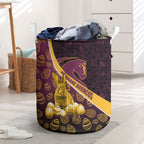 Brisbane Broncos Easter Day Laundry Basket Bunny and Egg Pattern in Gold Maroon Festive Style