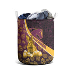 Brisbane Broncos Easter Day Laundry Basket Bunny and Egg Pattern in Gold Maroon Festive Style