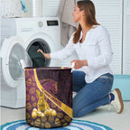Brisbane Broncos Easter Day Laundry Basket Bunny and Egg Pattern in Gold Maroon Festive Style