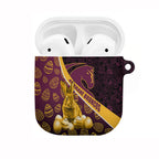 Brisbane Broncos Easter Day AirPods Case Bunny and Egg Pattern in Gold Maroon Festive Style