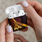 Brisbane Broncos Easter Day AirPods Case Bunny and Egg Pattern in Gold Maroon Festive Style