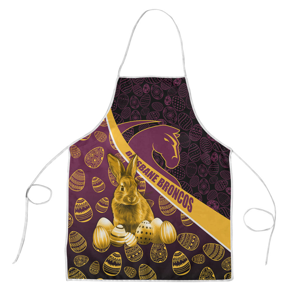 Brisbane Broncos Easter Day Apron Bunny and Egg Pattern in Gold Maroon Festive Style
