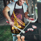 Brisbane Broncos Easter Day Apron Bunny and Egg Pattern in Gold Maroon Festive Style