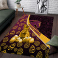 Brisbane Broncos Easter Day Area Rug Bunny and Egg Pattern in Gold Maroon Festive Style