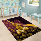 Brisbane Broncos Easter Day Area Rug Bunny and Egg Pattern in Gold Maroon Festive Style