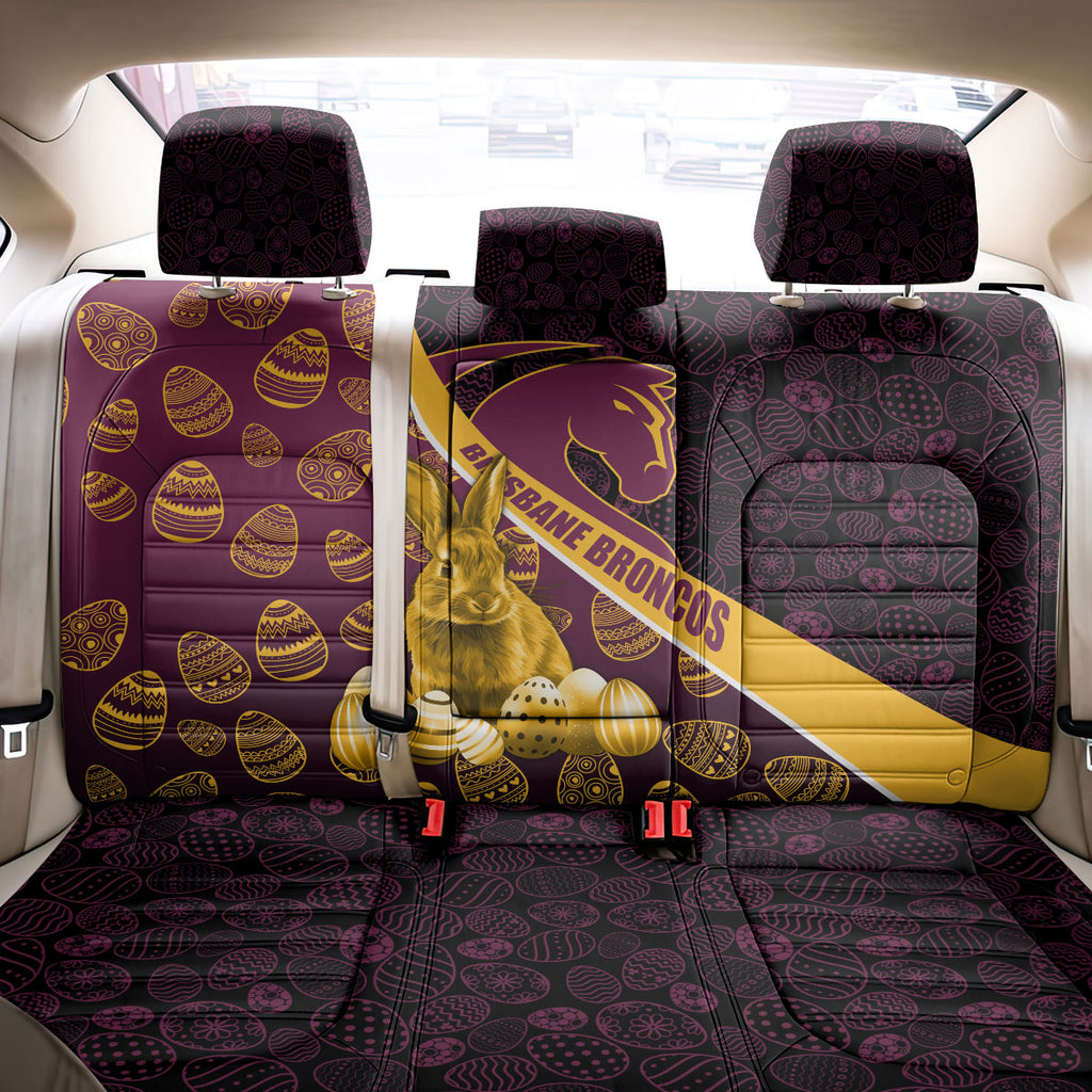 Brisbane Broncos Easter Day Back Car Seat Cover Bunny and Egg Pattern in Gold Maroon Festive Style