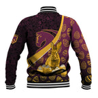 Brisbane Broncos Easter Day Baseball Jacket Bunny and Egg Pattern in Gold Maroon Festive Style