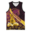 Brisbane Broncos Easter Day Basketball Jersey Bunny and Egg Pattern in Gold Maroon Festive Style
