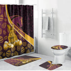 Brisbane Broncos Easter Day Bathroom Set Bunny and Egg Pattern in Gold Maroon Festive Style