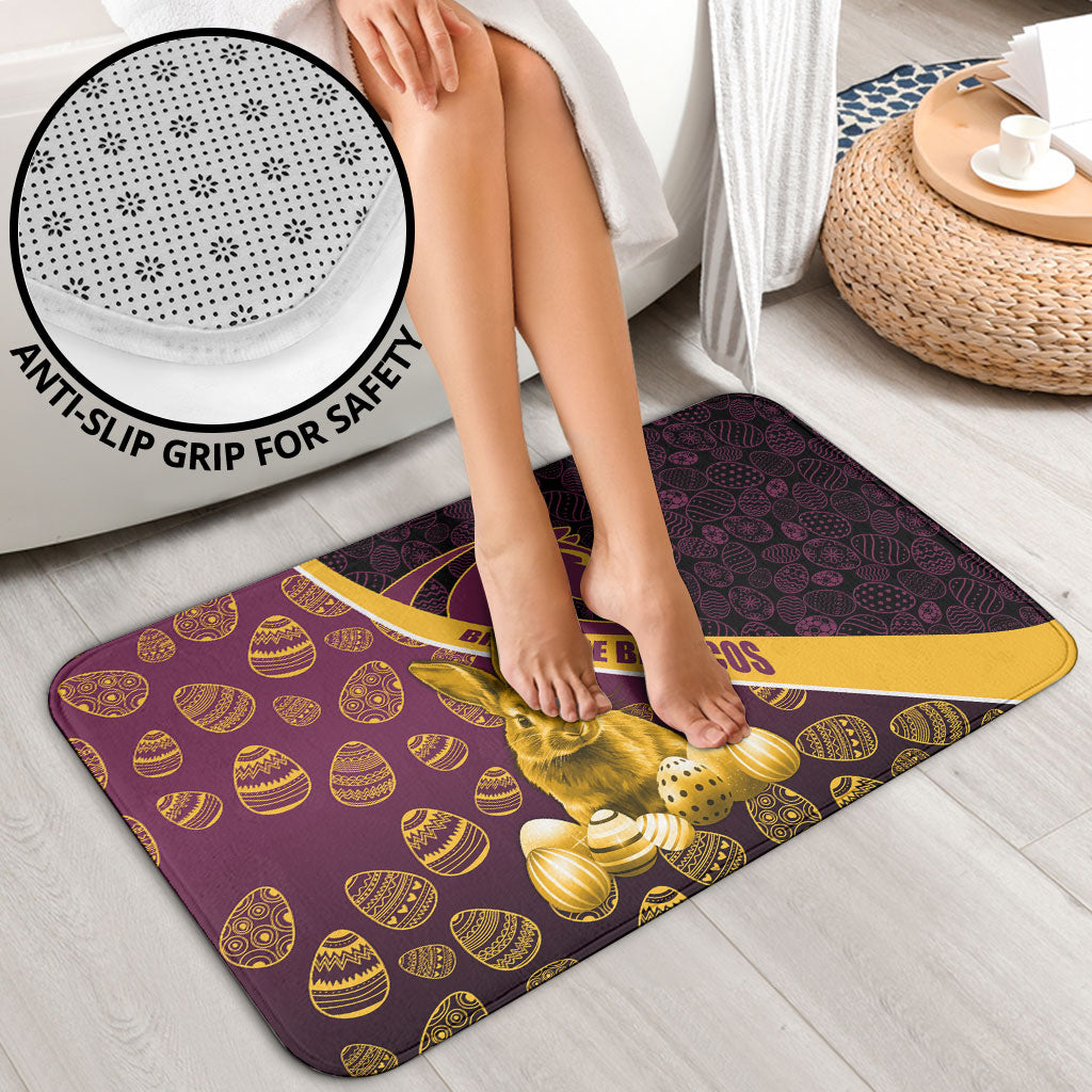 Brisbane Broncos Easter Day Bathroom Set Bunny and Egg Pattern in Gold Maroon Festive Style
