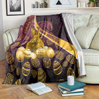 Brisbane Broncos Easter Day Blanket Bunny and Egg Pattern in Gold Maroon Festive Style