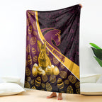 Brisbane Broncos Easter Day Blanket Bunny and Egg Pattern in Gold Maroon Festive Style