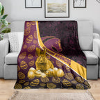 Brisbane Broncos Easter Day Blanket Bunny and Egg Pattern in Gold Maroon Festive Style