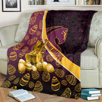Brisbane Broncos Easter Day Blanket Bunny and Egg Pattern in Gold Maroon Festive Style