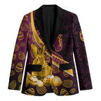 Brisbane Broncos Easter Day Blazer Bunny and Egg Pattern in Gold Maroon Festive Style