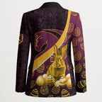 Brisbane Broncos Easter Day Blazer Bunny and Egg Pattern in Gold Maroon Festive Style