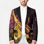 Brisbane Broncos Easter Day Blazer Bunny and Egg Pattern in Gold Maroon Festive Style