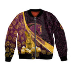 Brisbane Broncos Easter Day Bomber Jacket Bunny and Egg Pattern in Gold Maroon Festive Style