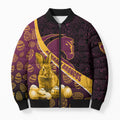 Brisbane Broncos Easter Day Bomber Puffer Jacket Bunny and Egg Pattern in Gold Maroon Festive Style