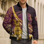 Brisbane Broncos Easter Day Bomber Puffer Jacket Bunny and Egg Pattern in Gold Maroon Festive Style