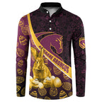 Brisbane Broncos Easter Day Button Sweatshirt Bunny and Egg Pattern in Gold Maroon Festive Style