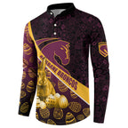 Brisbane Broncos Easter Day Button Sweatshirt Bunny and Egg Pattern in Gold Maroon Festive Style