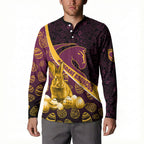 Brisbane Broncos Easter Day Button Sweatshirt Bunny and Egg Pattern in Gold Maroon Festive Style