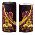 Brisbane Broncos Easter Day 4 in 1 Can Cooler Tumbler Bunny and Egg Pattern in Gold Maroon Festive Style