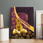 Brisbane Broncos Easter Day Canvas Wall Art Bunny and Egg Pattern in Gold Maroon Festive Style