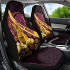 Brisbane Broncos Easter Day Car Seat Cover Bunny and Egg Pattern in Gold Maroon Festive Style