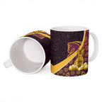 Brisbane Broncos Easter Day Ceramic Mug Bunny and Egg Pattern in Gold Maroon Festive Style