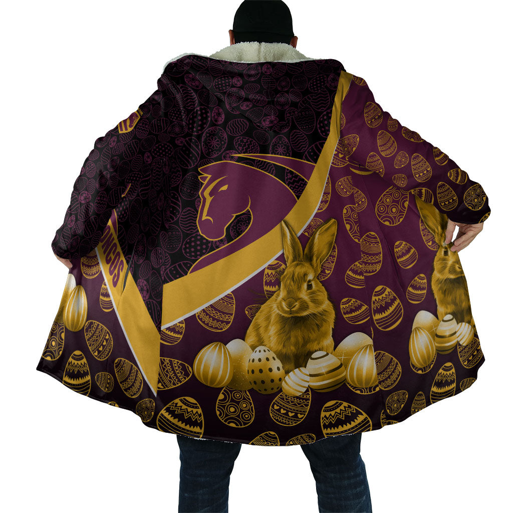 Brisbane Broncos Easter Day Cloak Bunny and Egg Pattern in Gold Maroon Festive Style