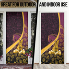 Brisbane Broncos Easter Day Door Cover Bunny and Egg Pattern in Gold Maroon Festive Style