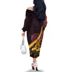 Brisbane Broncos Easter Day Family Matching Off The Shoulder Long Sleeve Dress and Hawaiian Shirt Bunny and Egg Pattern in Gold Maroon Festive Style