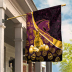 Brisbane Broncos Easter Day Garden Flag Bunny and Egg Pattern in Gold Maroon Festive Style