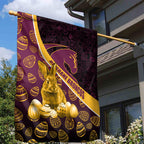 Brisbane Broncos Easter Day Garden Flag Bunny and Egg Pattern in Gold Maroon Festive Style