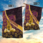 Brisbane Broncos Easter Day Garden Flag Bunny and Egg Pattern in Gold Maroon Festive Style