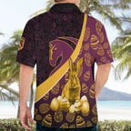Brisbane Broncos Easter Day Hawaiian Shirt Bunny and Egg Pattern in Gold Maroon Festive Style