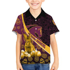 Brisbane Broncos Easter Day Hawaiian Shirt Bunny and Egg Pattern in Gold Maroon Festive Style