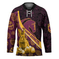 Brisbane Broncos Easter Day Hockey Jersey Bunny and Egg Pattern in Gold Maroon Festive Style