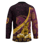 Brisbane Broncos Easter Day Hockey Jersey Bunny and Egg Pattern in Gold Maroon Festive Style