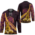 Brisbane Broncos Easter Day Hockey Jersey Bunny and Egg Pattern in Gold Maroon Festive Style