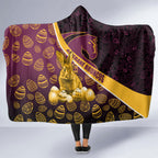 Brisbane Broncos Easter Day Hooded Blanket Bunny and Egg Pattern in Gold Maroon Festive Style