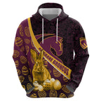 Brisbane Broncos Easter Day Hoodie Bunny and Egg Pattern in Gold Maroon Festive Style