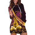 Brisbane Broncos Easter Day Hoodie Dress Bunny and Egg Pattern in Gold Maroon Festive Style