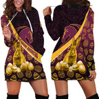 Brisbane Broncos Easter Day Hoodie Dress Bunny and Egg Pattern in Gold Maroon Festive Style