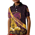 Brisbane Broncos Easter Day Kid Polo Shirt Bunny and Egg Pattern in Gold Maroon Festive Style