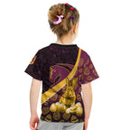 Brisbane Broncos Easter Day Kid T Shirt Bunny and Egg Pattern in Gold Maroon Festive Style