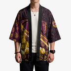 Brisbane Broncos Easter Day Kimono Bunny and Egg Pattern in Gold Maroon Festive Style