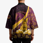 Brisbane Broncos Easter Day Kimono Bunny and Egg Pattern in Gold Maroon Festive Style